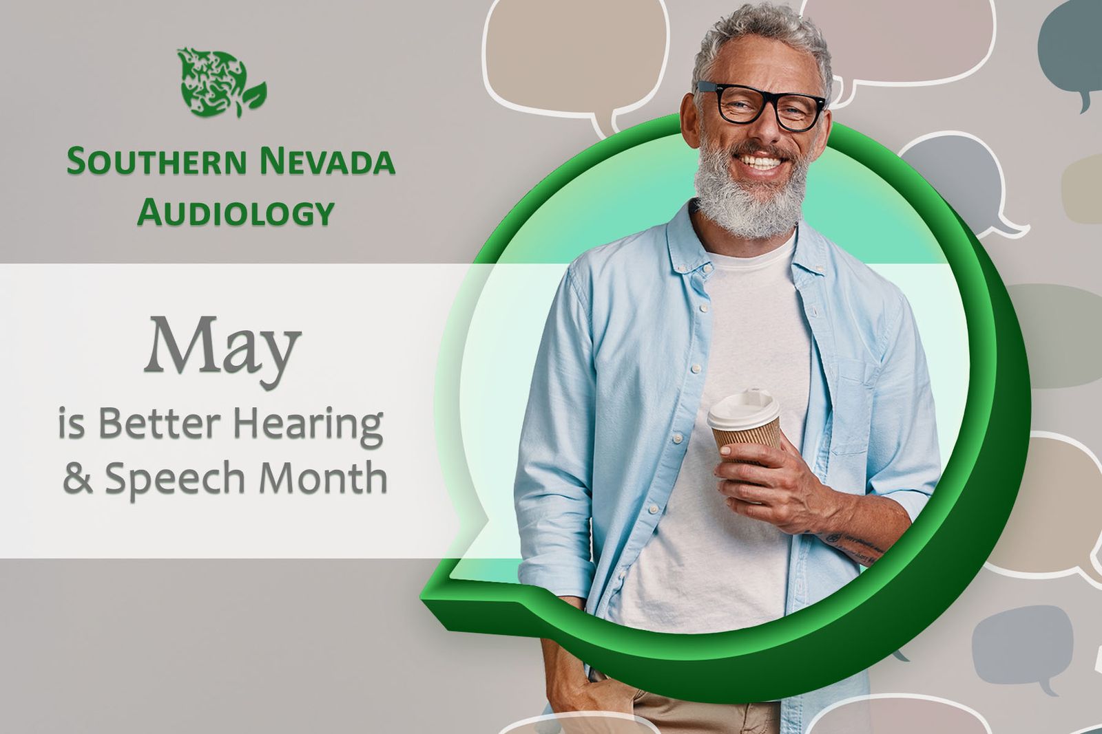 happy smiling man promoting May Better Hearing & Speech Month